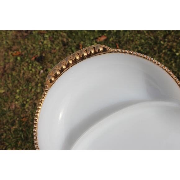 Fire-King Milk Glass Platter with Gold Trim- Serving Tray- Dish - Picture 4 of 10